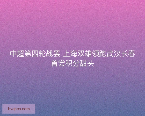 中超第四轮战罢 上海双雄领跑武汉长春首尝积分甜头